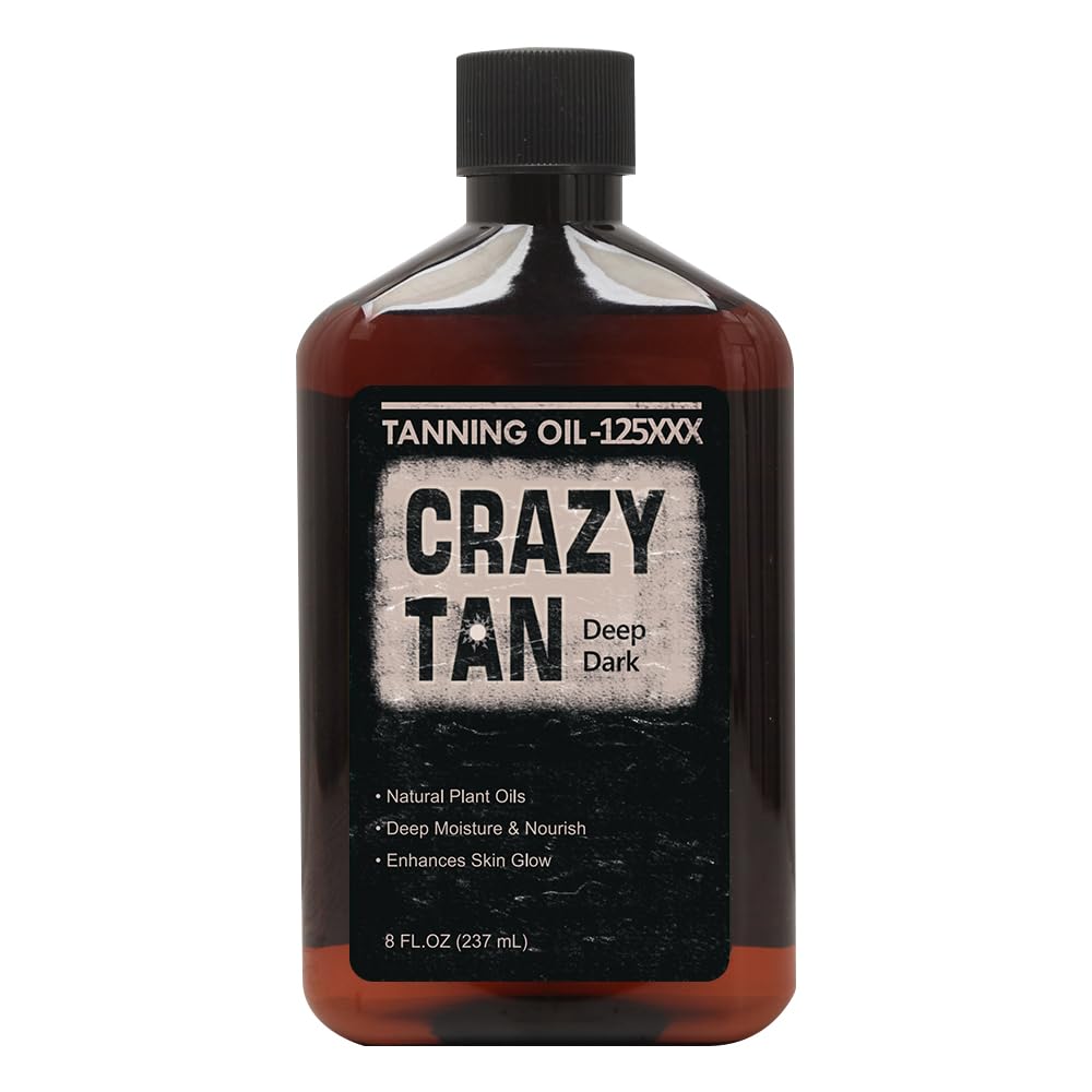 Crazytan Tanning Oil 125X 8oz  Deep Dark Tanning Oil, Natural Sun Tanning Accelerator for Outdoor Tanning, Fresh Citrus Scent, 