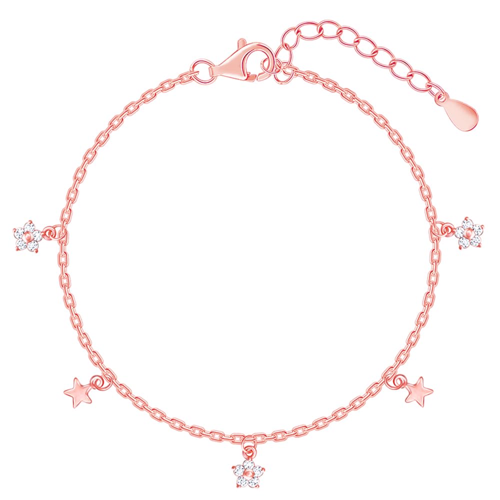 GIVA 925 Silver Rose Gold Starlit Dreams Bracelet, Adjustable| Rakhi Rakshabandhan Gift for Sister Bhabhi, Gifts for Women & Gir