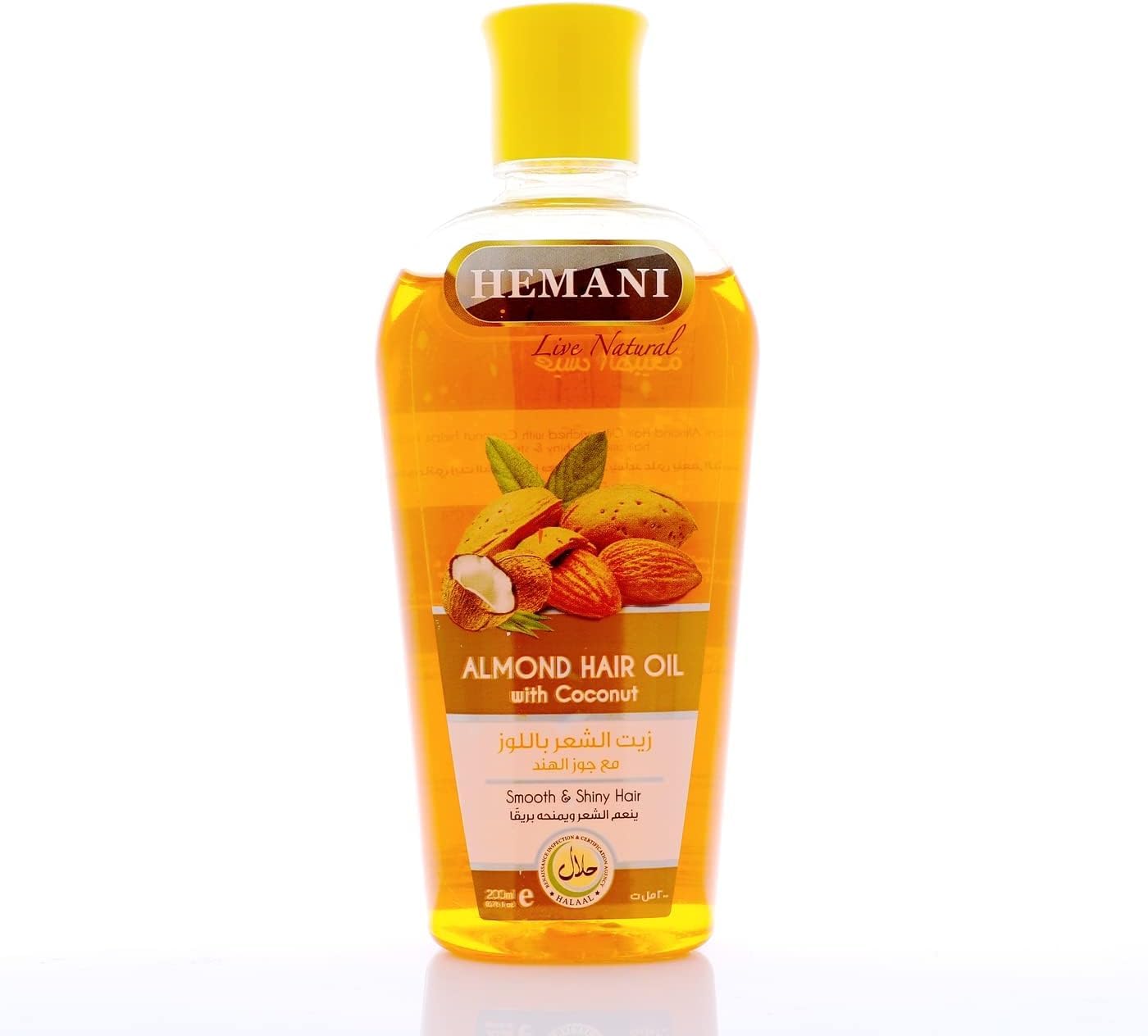 Hemani Almond Hair Oil (200ml/6.76oz)  Almond & Coconut Oil Blend for Hair Growth, Shine & Softness, Nourishing & Strengthening