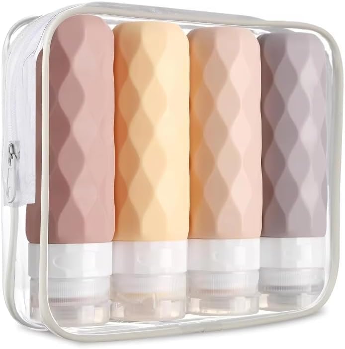 Vedanta Trends Refillable Silicone Travel Bottles Set With Zip Pouch  Leakproof Squeeze Bottles For Shampoo, Lotion & Toiletrie