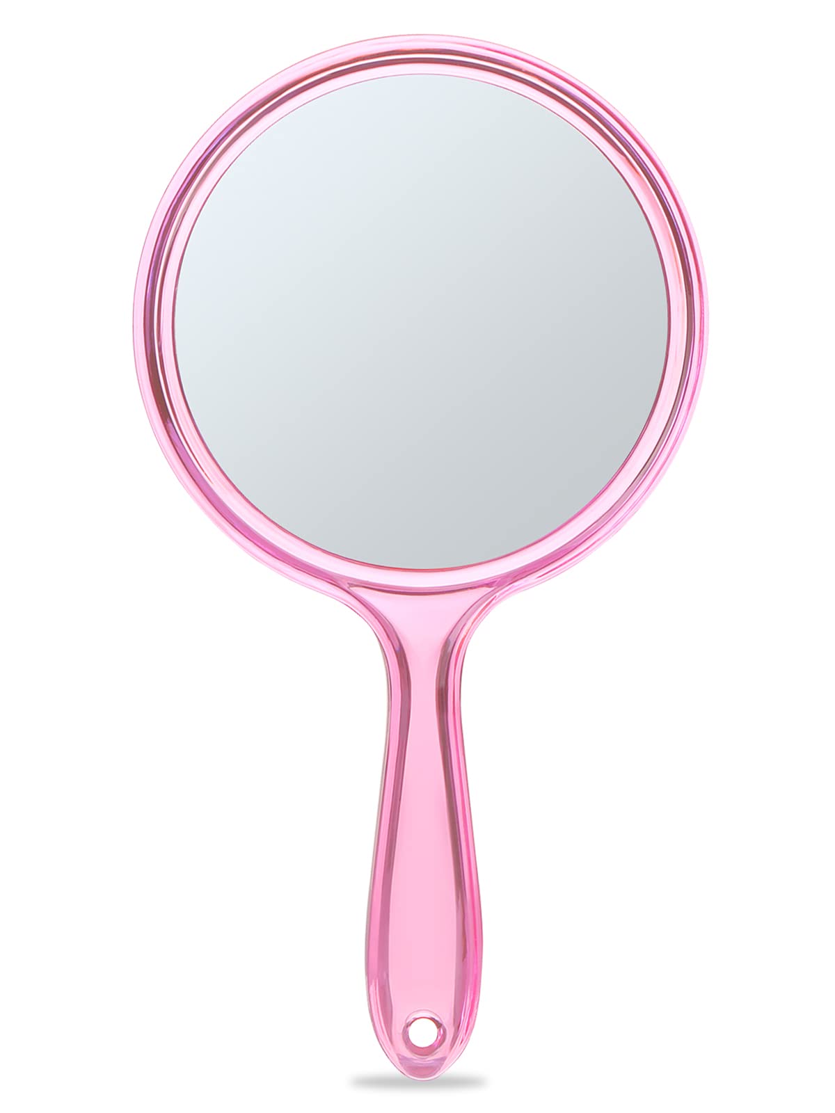 OMIRO Hand Mirror, Double-Sided Handheld Mirror 1X/3X Magnifying Mirror with Handle, Pack of 1 (Transparent Pink)