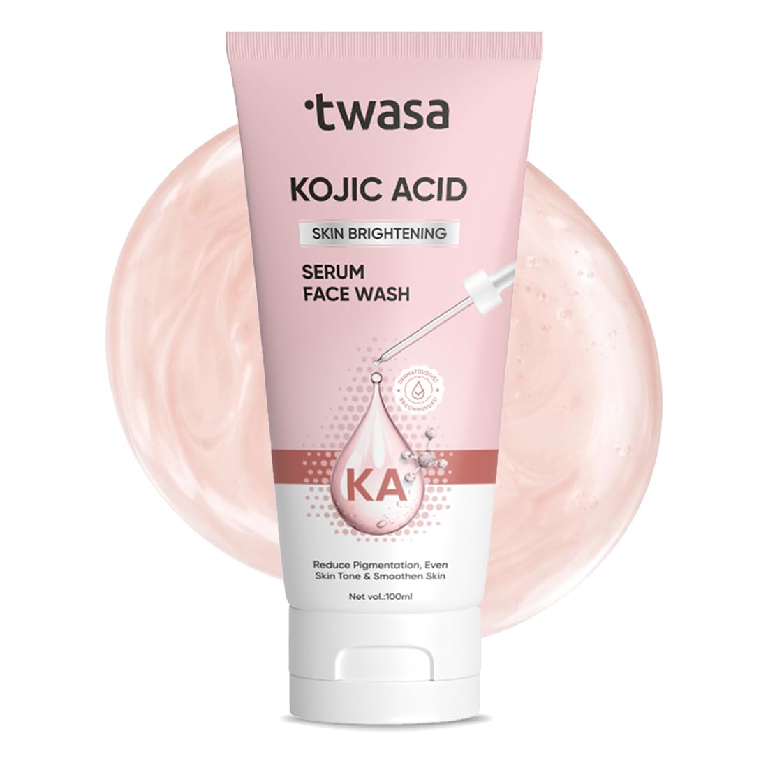 Twasa Kojic Acid Face Wash For Reduces Dark Spots, Uneven Skin Tone & Pigmentation | SerumBased Brightening Cleanser | NonDryi