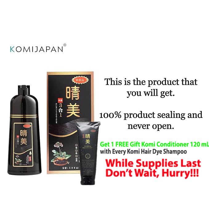 Daizhadeasy Komi Shampoo Japan 500Ml Authentic Japanese Hair Dye Shampoo (6 Colors) (Natural Black)