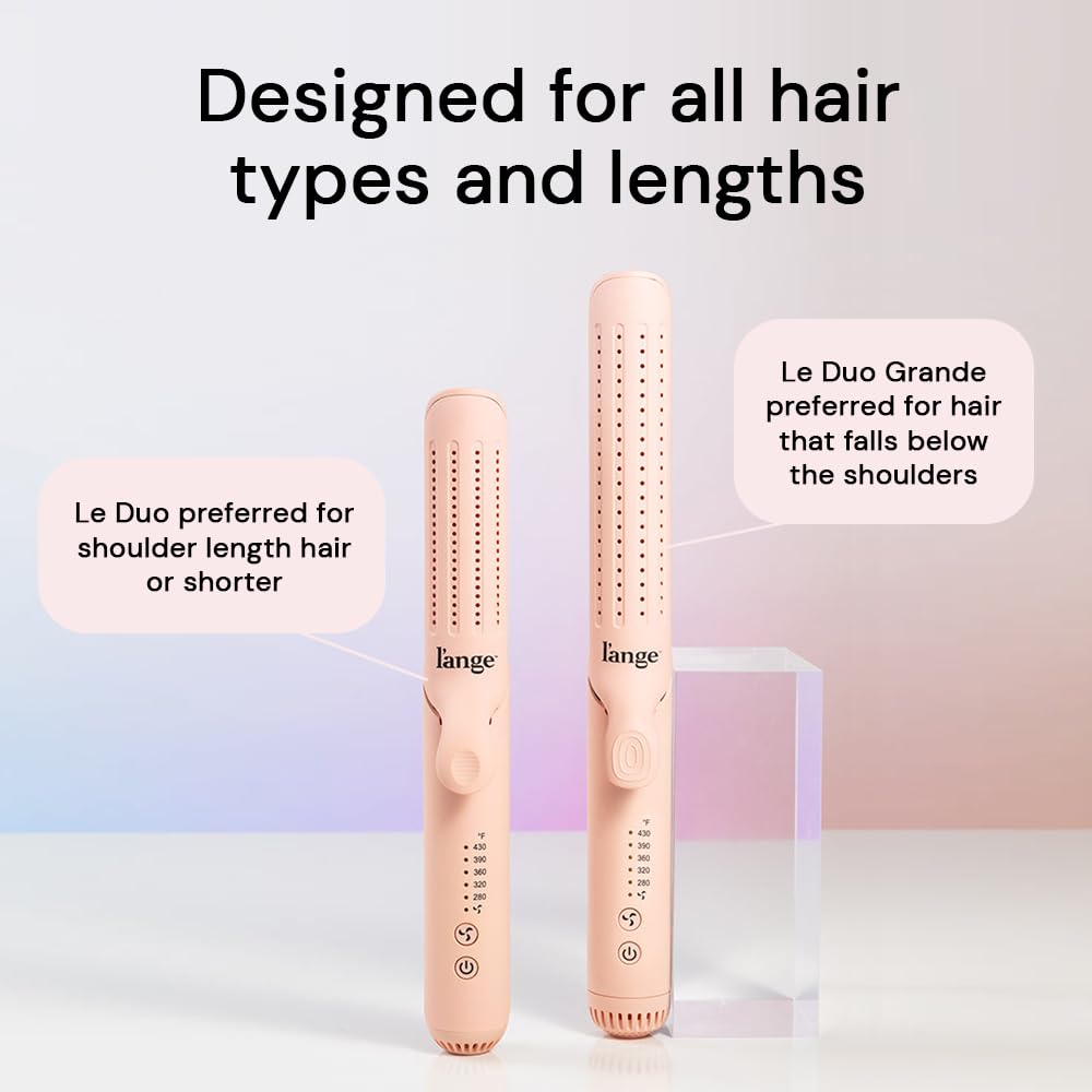 L'ANGE HAIR Le Duo 360° Airflow Styler - 2-in-1 Curling Wand & Titanium Flat Iron, Blush, 1 Count