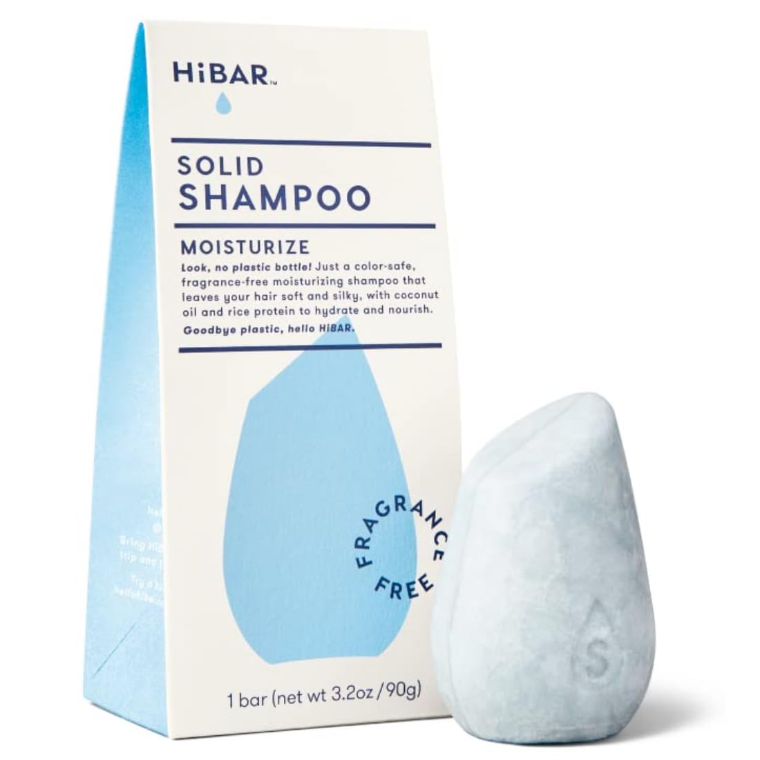 HiBAR  Moisturize FragranceFree Shampoo Bar  For Dry, Frizzy Hair  Nourish & Hydrate  With Coconut Oil & Vitamin B5  Plast