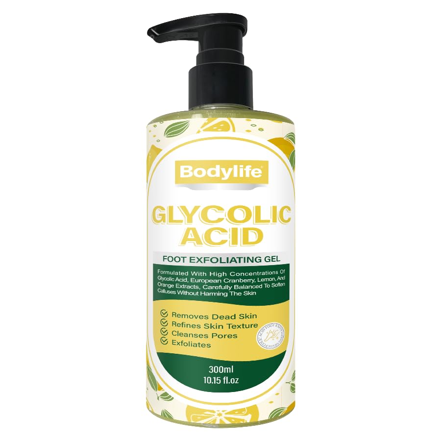 Glycolic Acid Foot Exfoliating Gel 10.15 fl oz Foot Peeling Gel Callus Remover Dead Skin Remover for Feet with Fruit Acids Lemon