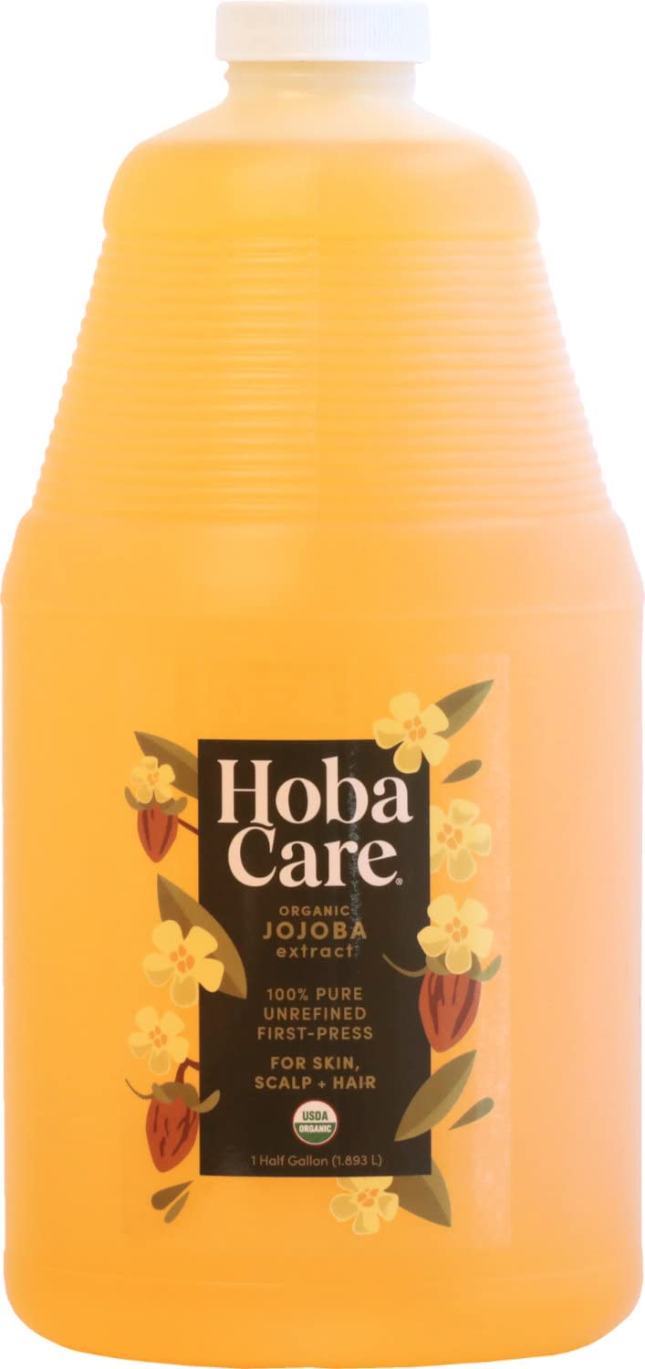 HobaCare Organic Jojoba Oil - 100% Pure, Unrefined Jojoba Oil for Skin & Nails - Moisturizing Body Oil & Face Moisturizer for Dr