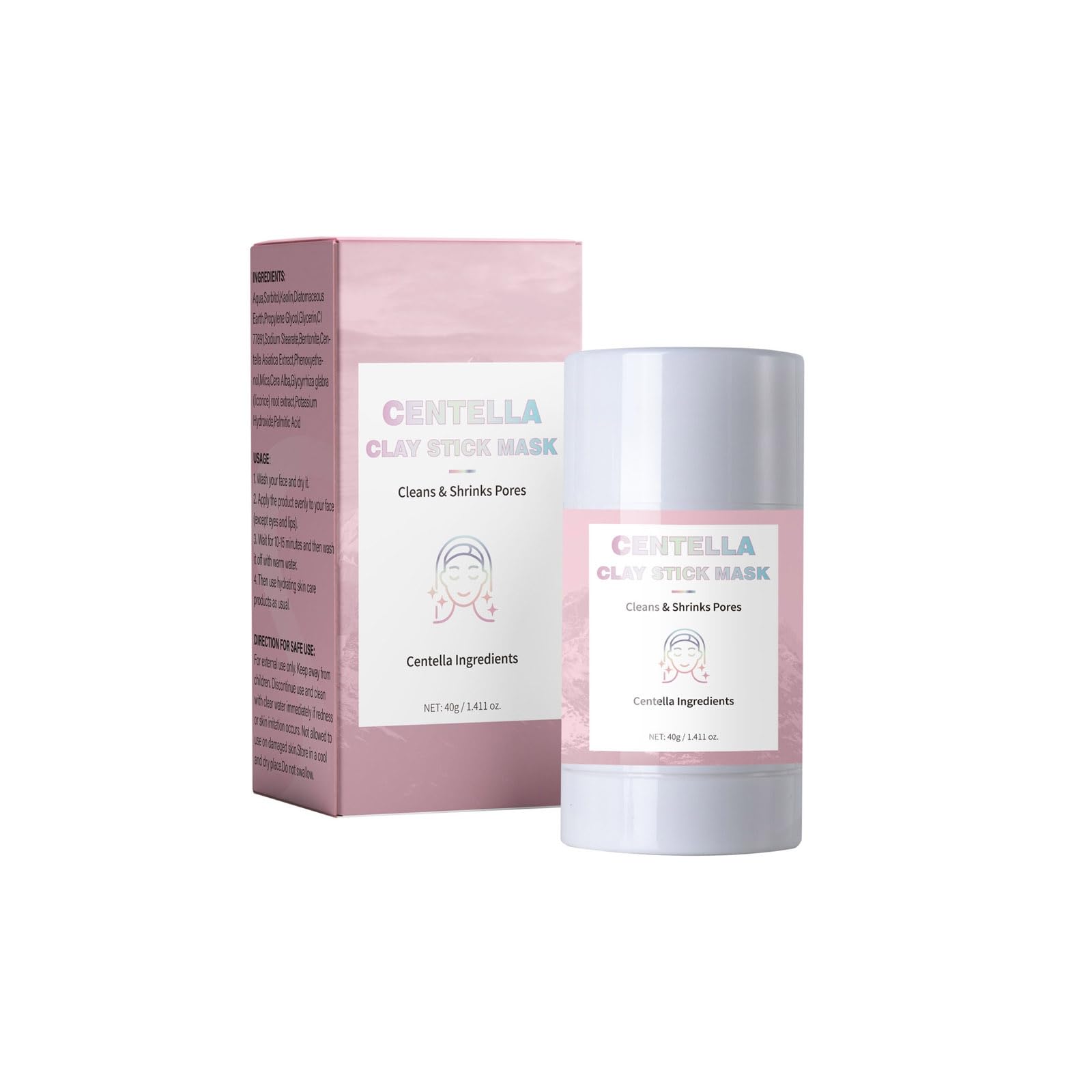 Centella Clay Stick Mask, Purifying Clay Face Mask for Blackhead Remover & Pore Cleanser, Oil Control Moisturizing & Soothing Cl