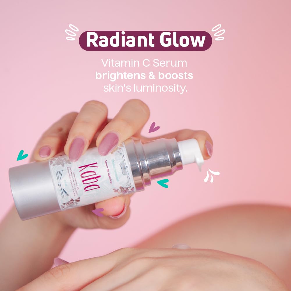 Kaba Vitamin C Serum for Face with Hyaluronic Acid, Hydrating & Brightening Serum for Dark Spots, Enhanced 20% Vitamin C, Boost