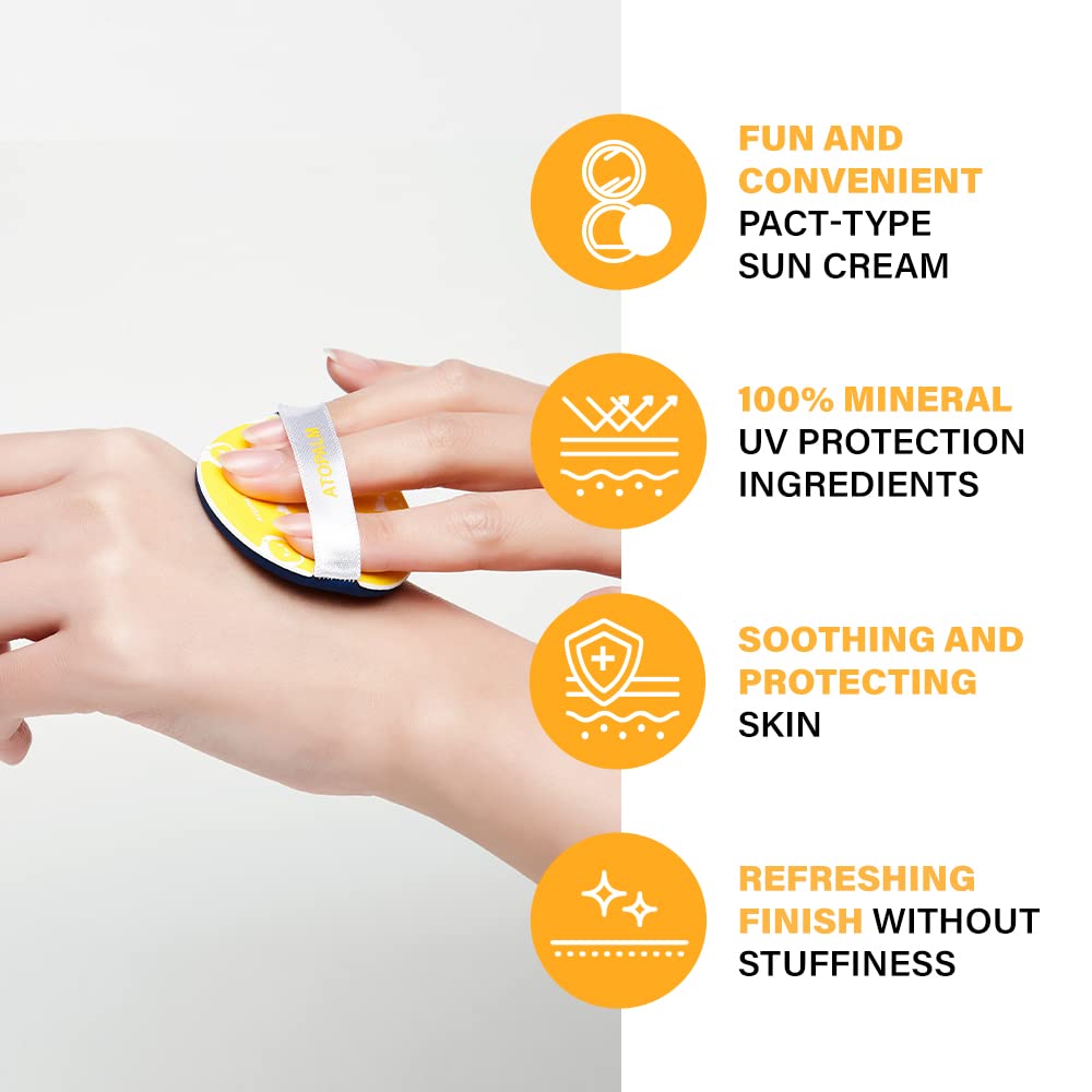 Atopalm Tok Facial Sun Pact 15G Spf43 Pa+++| Zinc Sunscreen For Sensitive Skin | Dry Moisturizing Protection Korean Mineral Crea