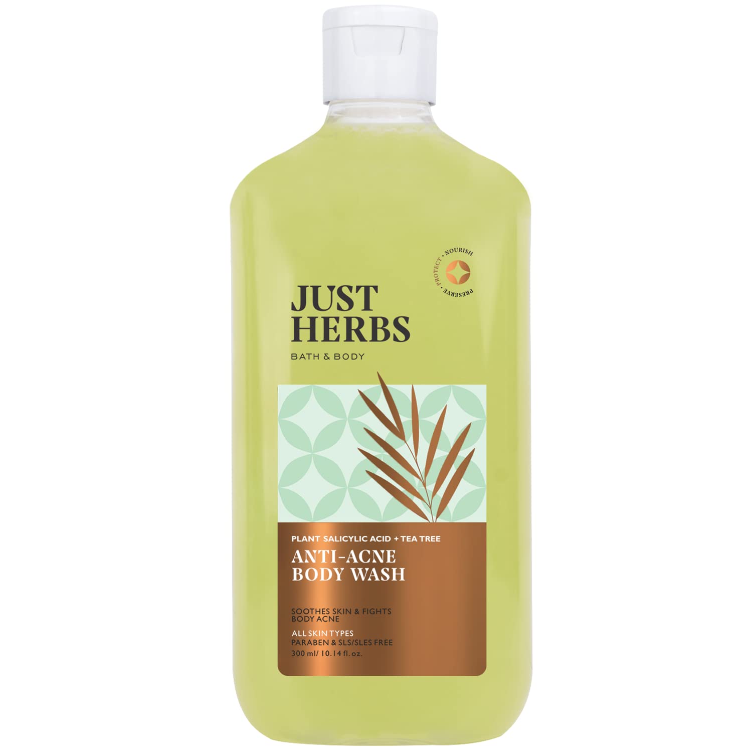 Just Herbs Tea Tree Anti - Acne Body Wash With Plant Salicylic Acid For Men & Women 300 Ml