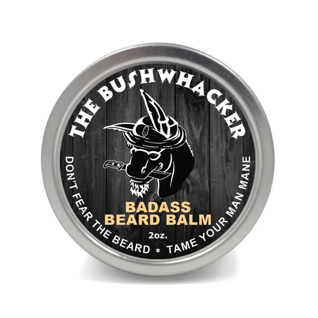 Badass Beard Care Beard Balm - The Bushwhacker Scent, 2 Oz - All Natural Ingredients, Keeps Beard And Mustache Full, Soft And He