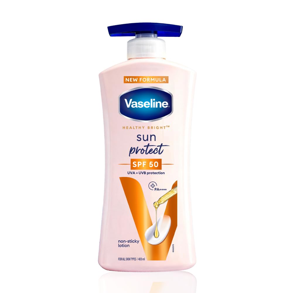 VASELINE Sun Protect SPF 50 PA++++ Lotion, 400ml, for Skin Protection from Harsh Sun, with Niacinamide, Vitamin C & E, Reduces T