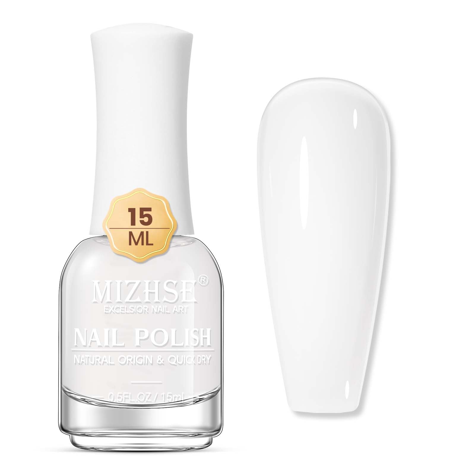 Mizhse Quick Dry Nail Polish, Milky White Nail Polish Air Dry Fast, 15Ml/0.5 Fl Oz Regular Water-Based Nail Lacquer Non Gel Full