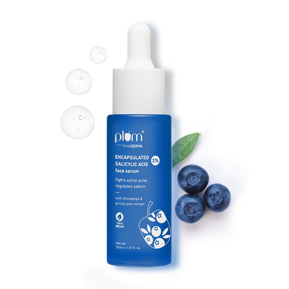 Plum 2% Encapsulated Salicylic Acid Face Serum | Fights Active Acne, Controls Oil & Soothes Inflammation | Lightweight & Quick-A