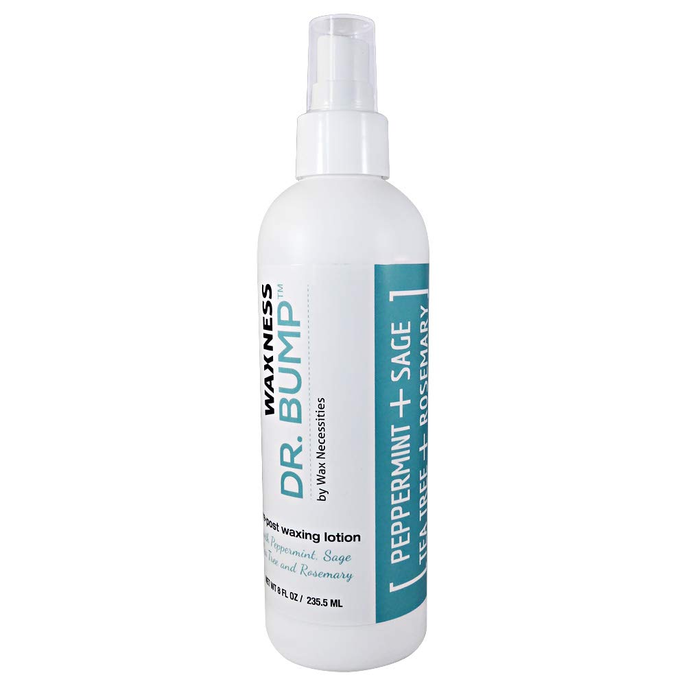 Wax Necessities Waxness Dr Bump Natural Pre Post Lotion with Peppermint Sage Rosemary and Tea Tree 8 Ounces