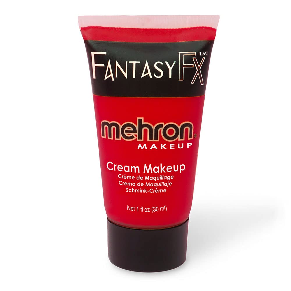 Mehron Makeup Fantasy Fx Cream Makeup  Water Based Halloween Makeup  Red Face Paint & Body Paint For Adults 1 Fl Oz (30Ml) (Red)