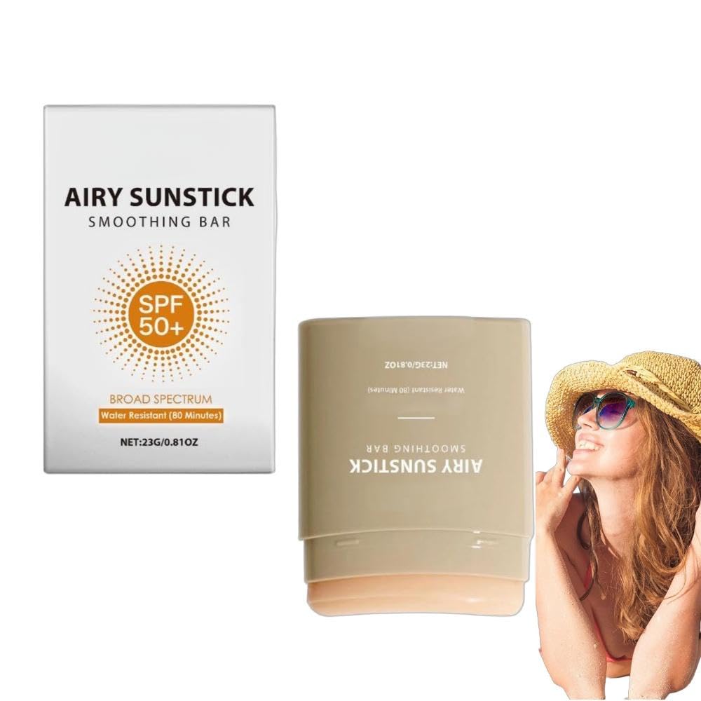 Airy Sunstick Smoothing Bar SPF50+ 0.81oz | Lightweight NonGreasy Sunscreen Stick for Face & Body | WaterResistant, Portable S