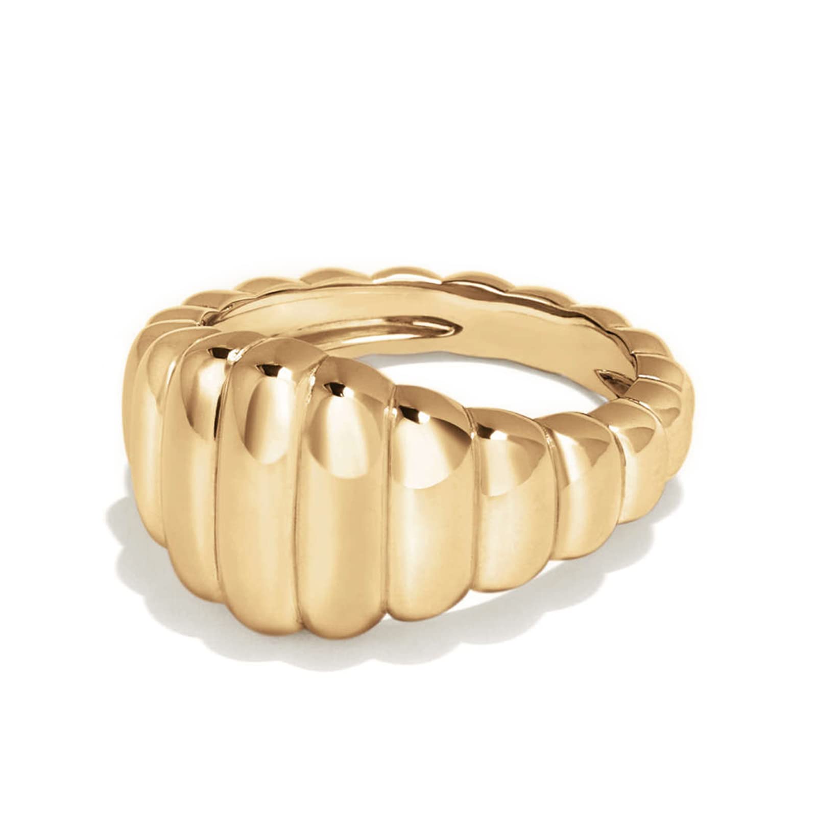 AllenCOCO 18k Gold Plated Gold Ring for Women Men Chunky Signet Ring Dome Band Ring Croissant Minimalist Statement Ring