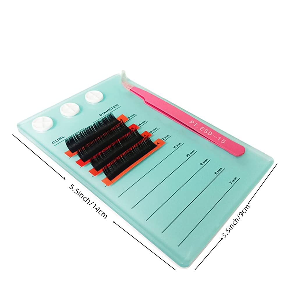 Eyelash Grafting Pallet, Acrylic Lash Tile holder, 7-15mm Scale Glue Cups Eyelash Extensions Storage Gasket Pads with Suction fo