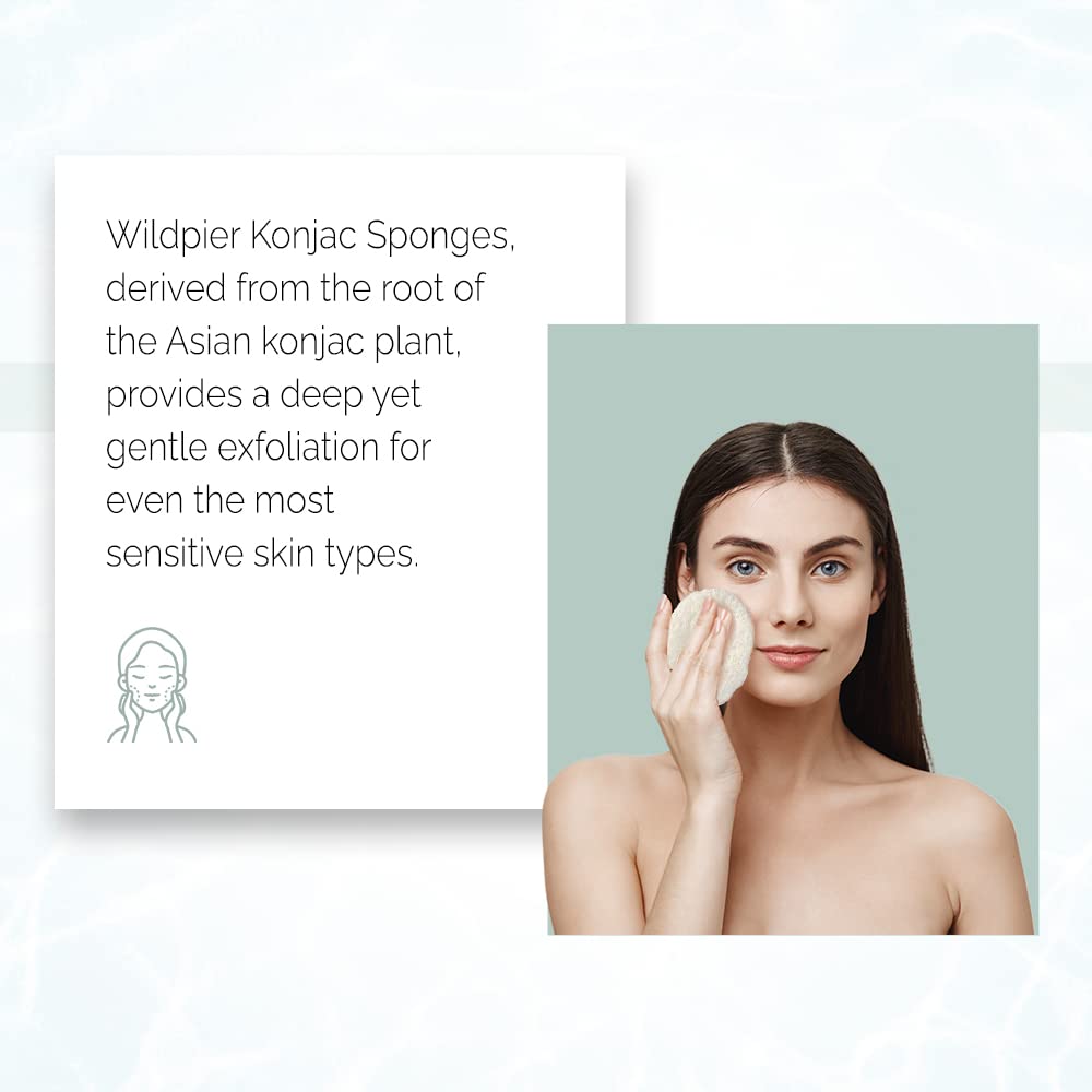 Wildpier Beauty Konjac Sponge, Natural Luxury Facial Exfoliator, Face Scrubber, Makeup Remover, Plant Based Gentle Cleansing for