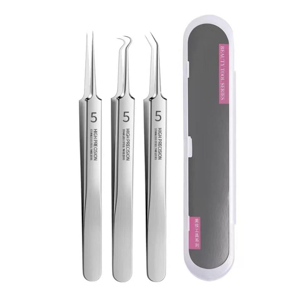 Andy's Orchids 3pcs/Set Blackhead Remover Tweezers, Pimple Remover Tweezers, Precision Pimple Popper Tool, Cell Clip Acne Needle