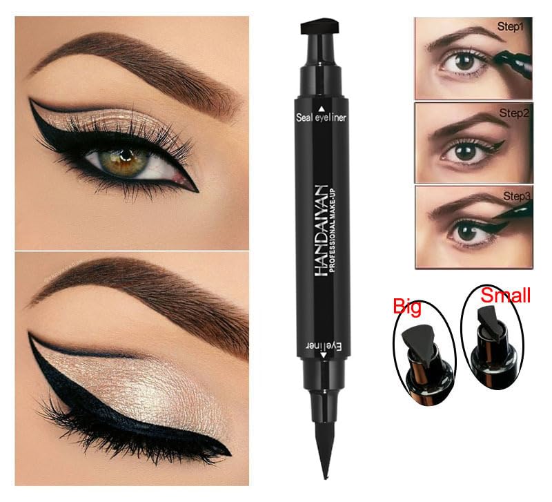 Bonniestore Winged Eyeliner Stamp 2 Pack,Dual-Ended Eyeliner Stamp For Perfect Wing Cat Eyes,Long Lasting Liquid Eyeliner Pen Wa
