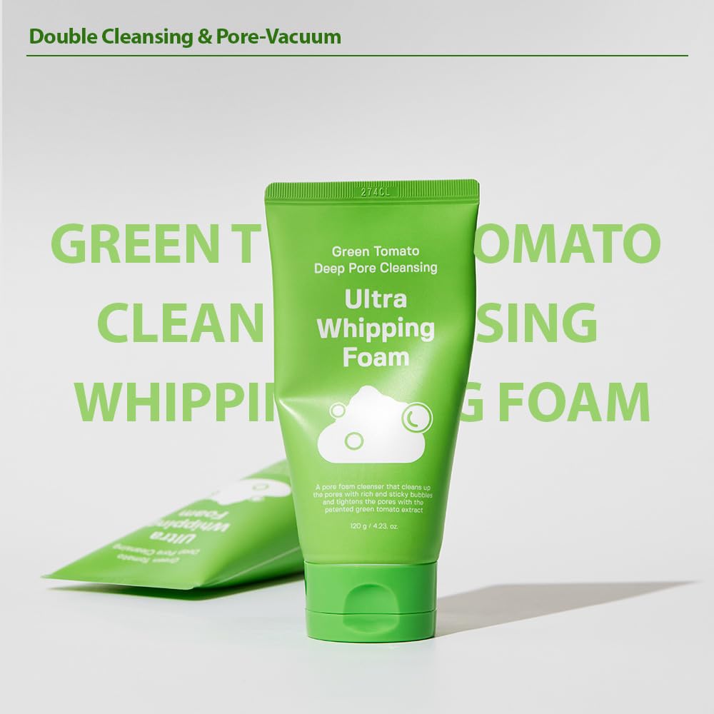 SUNGBOON EDITOR Green Tomato Deep Pore Cleansing Ultra Whipping Foam | Foaming Face Wash, Korean Cleanser for Oily Skin | Blackh