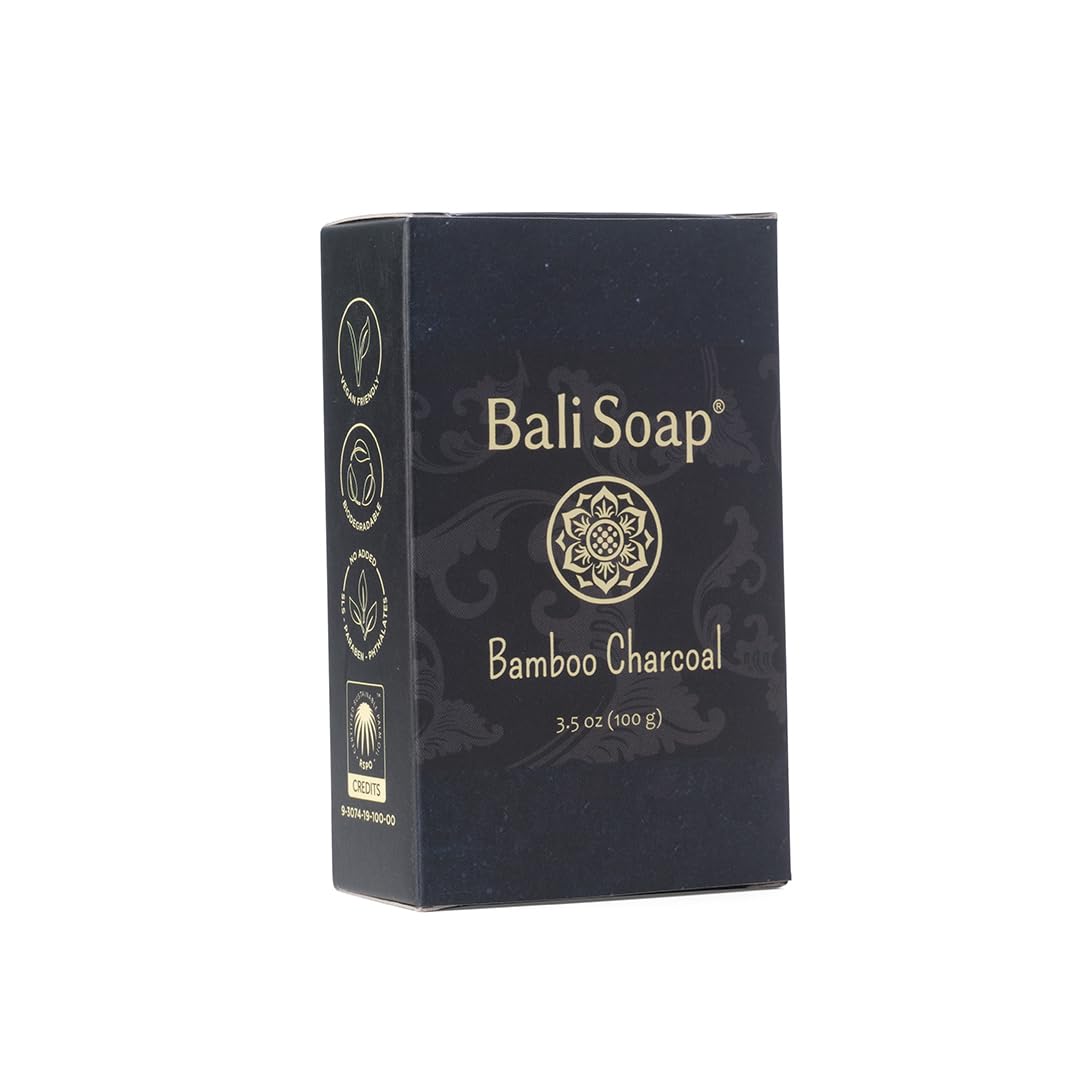 Bali Soap - Bamboo Charcoal Natural Soap - Bar Soap For Men & Women - Bath, Body And Face Soap - Vegan, Handmade, Exfoliating So