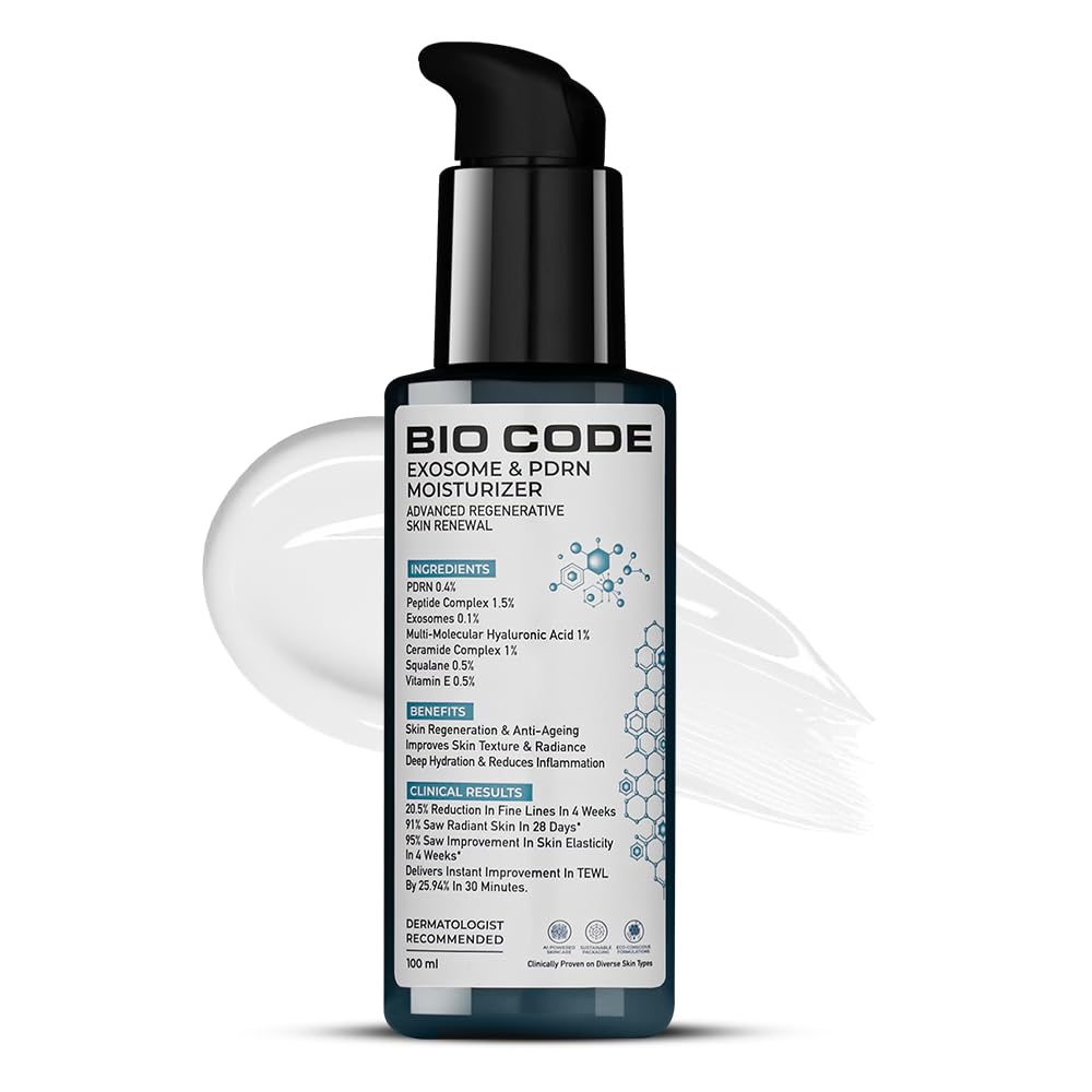 Bio Code 0.1% Exosome & 0.4% Pdrn Moisturizer (100Ml) - For Anti-Ageing & Skin Regeneration | With 1.5% Peptide Complex, 1% Cera