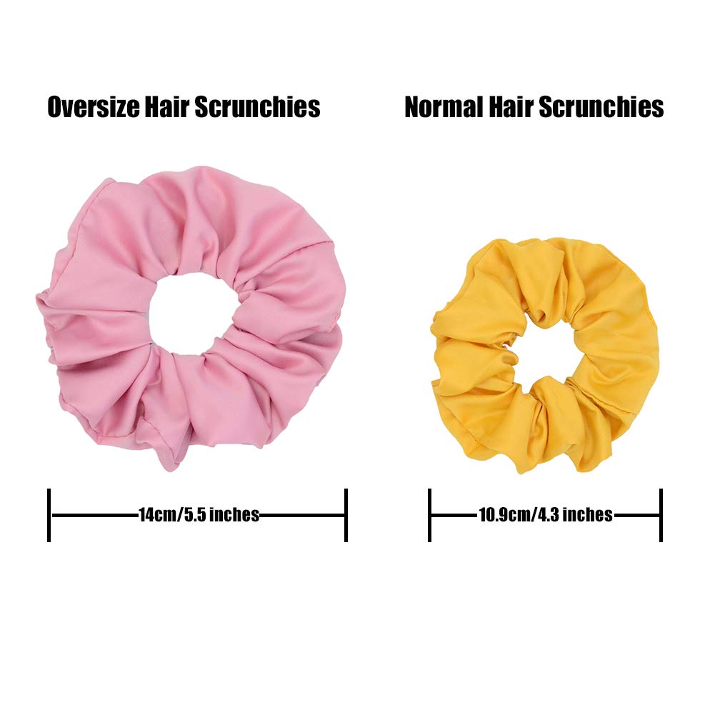 Chloven Jumbo Scrunchies Set of 6 - Blush Theme Silk & Satin Hair Ties for Women and Girls