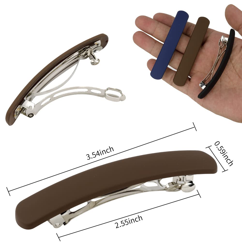 Atoden Hair Claw Clips For Women - 3Pcs Matte Barrettes For Thin Fine Hair, 3.54'' Flat Pins, French Clips For Short Medium Hair