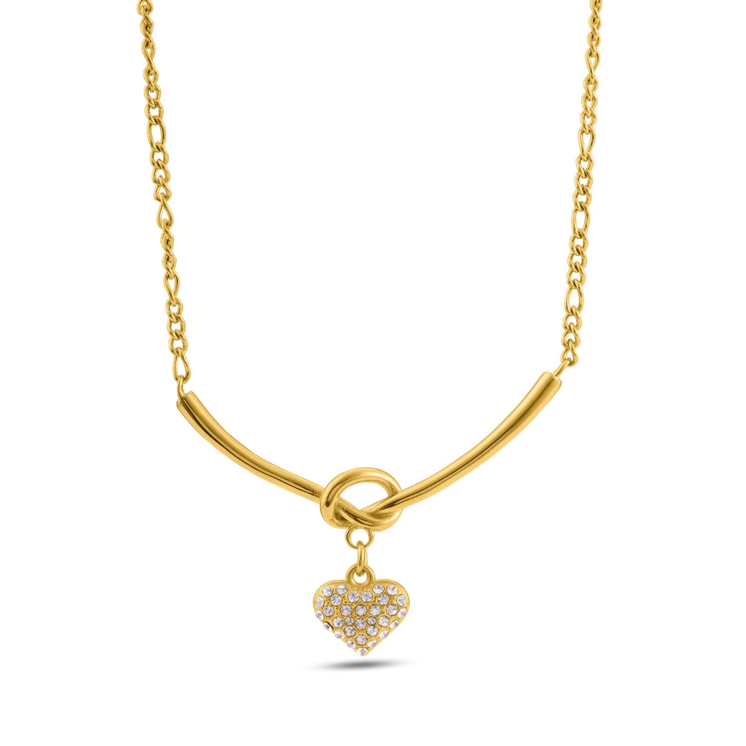 Palmonas Crystal Heart Charm Gold Necklace For Womens  Waterproof & AntiTarnish, Gift For Girls & Women
