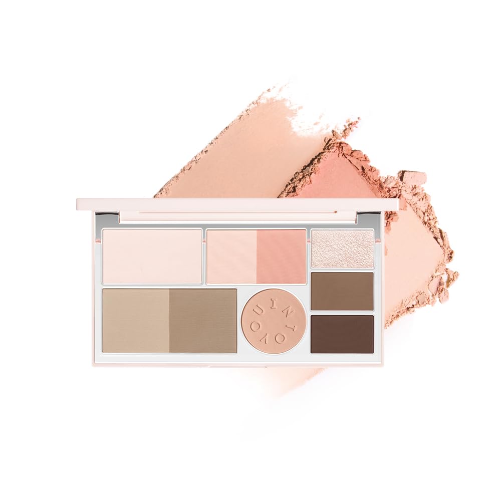 INTO YOU MultiUse Face Palette, 9Shades Makeup Palette with Contour, Blush, Highlighter, Brow Powder and Eyeshadow, Smooth Ble