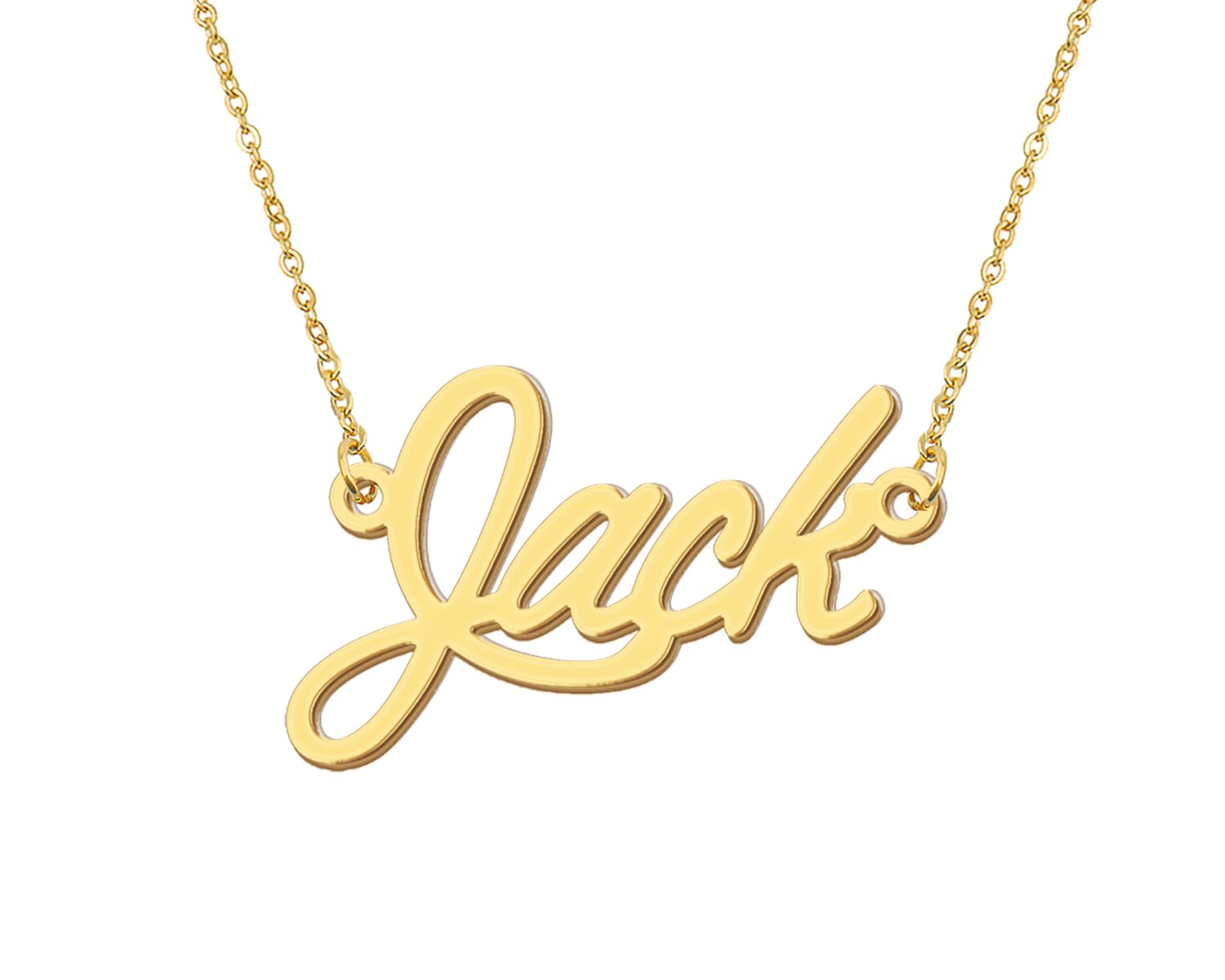 Aoloshow 18k Gold Plated Jack Name Necklace Womens Mens Nameplate Stainless Steel Jewelry for Best Friend