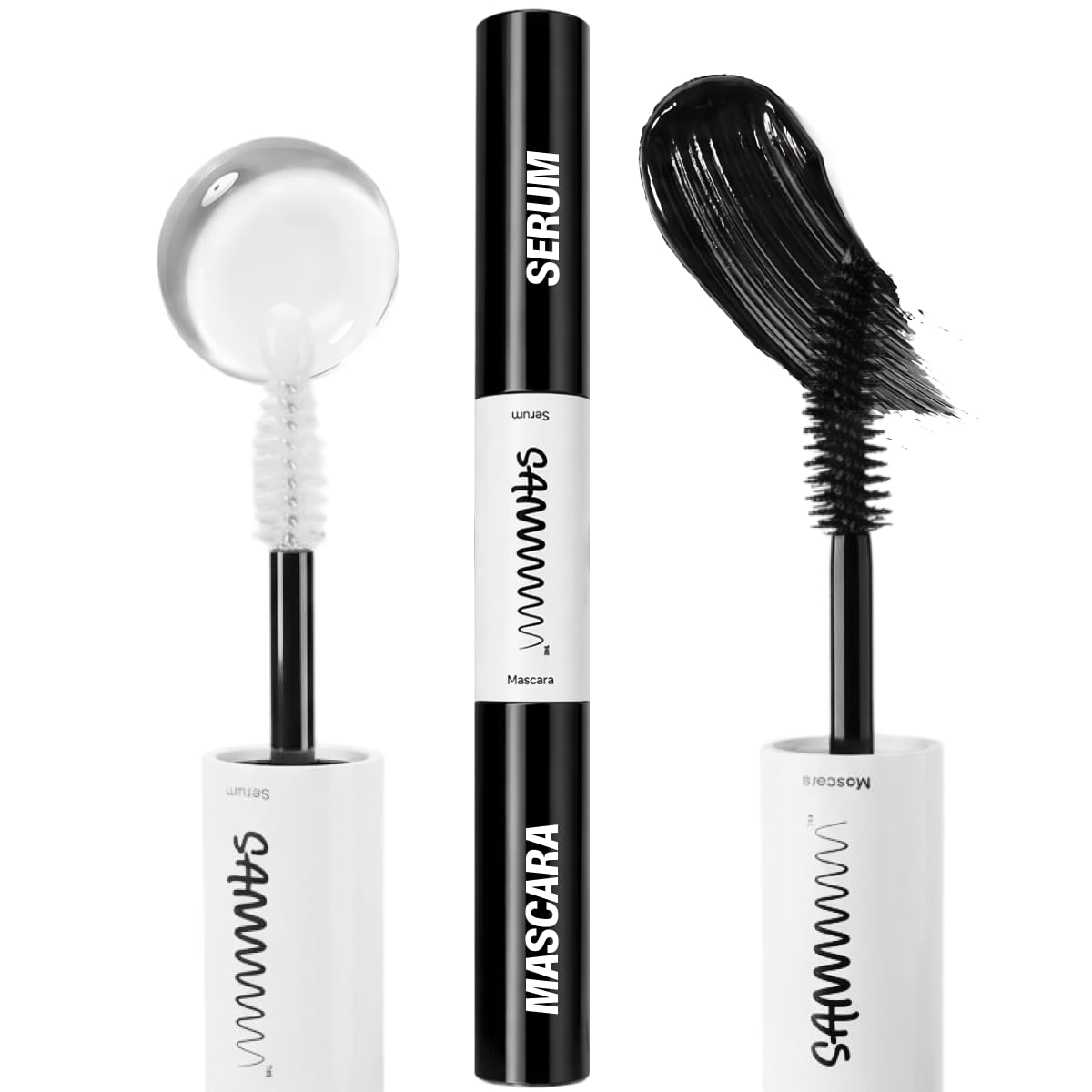 Sammmm Double Take Mascara & Lash Serum Duo | Volumizing Waterproof Mascara | NonClumping, Lightweight | Strengthens, Thickens 