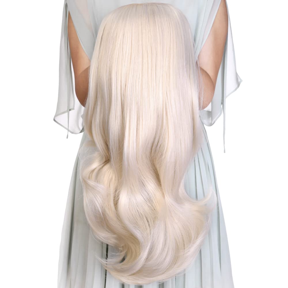 24'' Long Straight Wavy Clip in Half Head Tied Wig Synthetic Hair Extensions For Women 210g 13#
