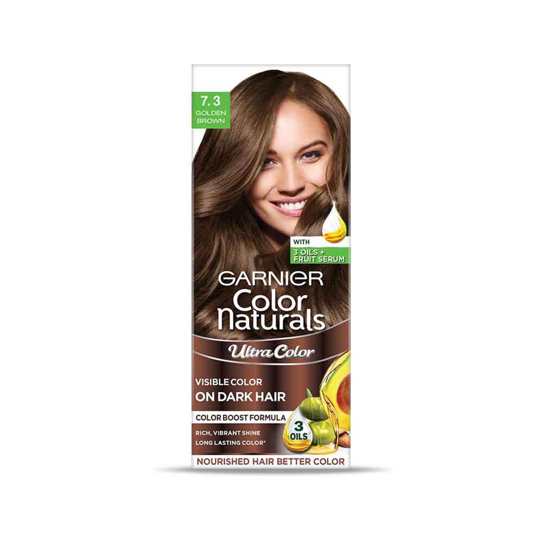 Garnier, Hair Colouring Creme, Long-Lasting Colour, Smoothness & Shine, Color Naturals, Shade: 7.3 Golden Brown, 55Ml + 50G