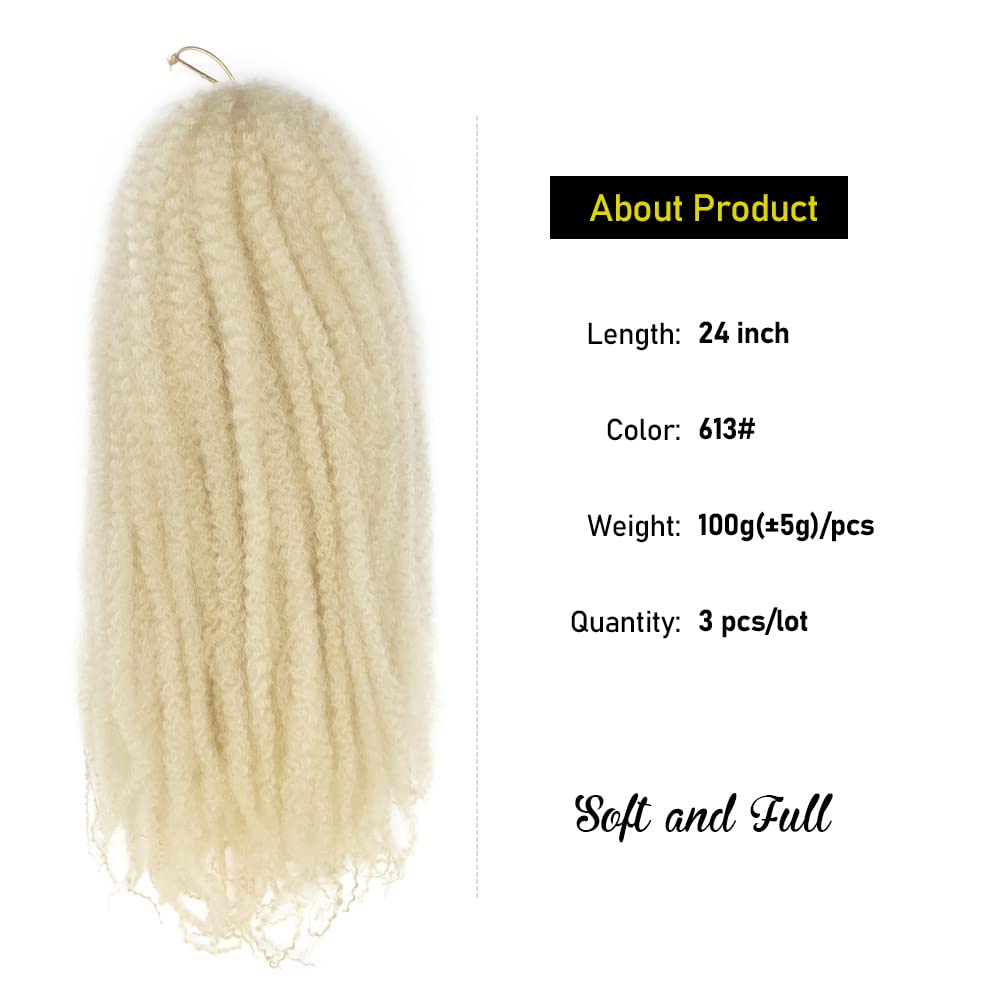 Kgbfass 24Inch Blonde Marley Braiding Hair Long Kinky Curly Marley Twist Braiding Hair For Faux Locs Box Braids Crochet Hair Ext