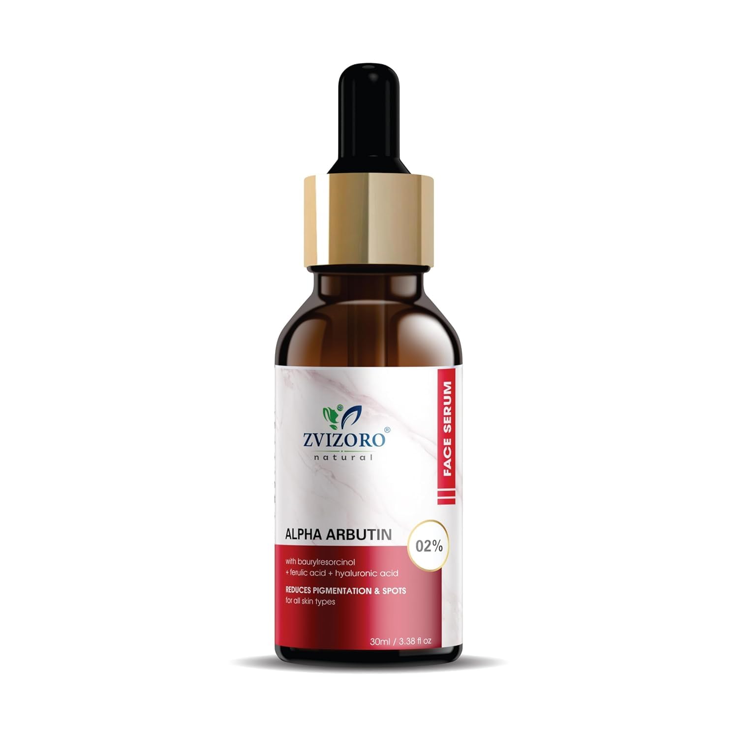 Zvizoro Natural Alpha Arbutin 2% Face Serum With Ferulic Acid, Hyaluronic Acid & Butylresorcinol For Pigmentation, Dark Spots & 