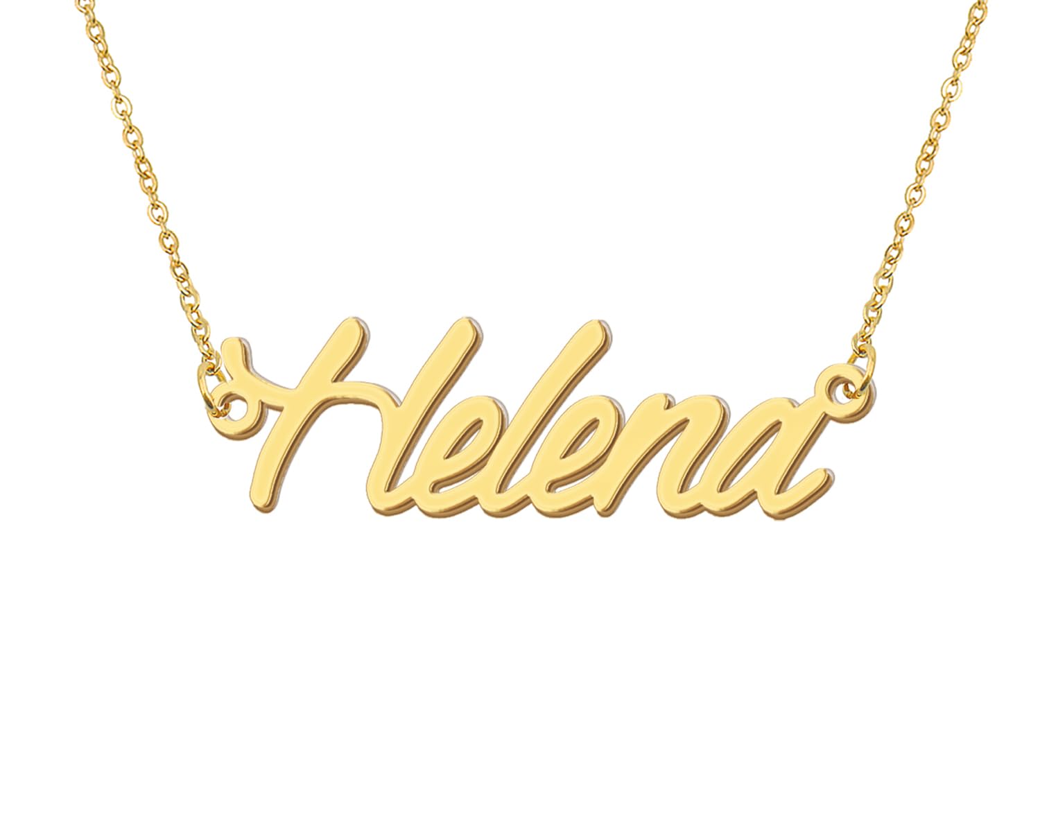 Aoloshow 18k Gold Plated Helena Name Necklace Women Initial Nameplate Necklaces Stainless Steel Christmas Jewelry for Best Frien