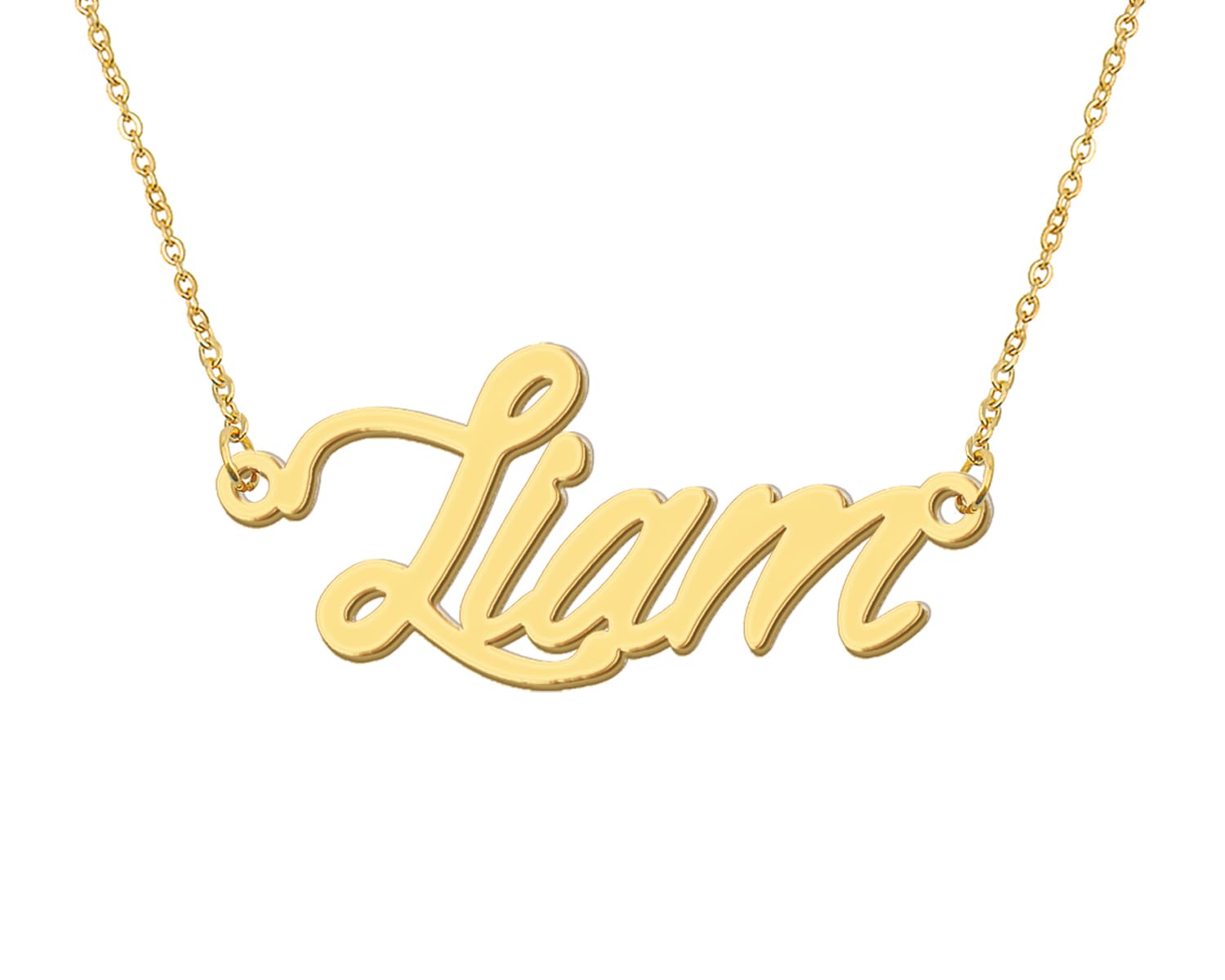 Aoloshow 18k Gold Plated Liam Name Necklace Womens Mens Initial Nameplate Necklaces Stainless Steel Jewelry for Best Friend