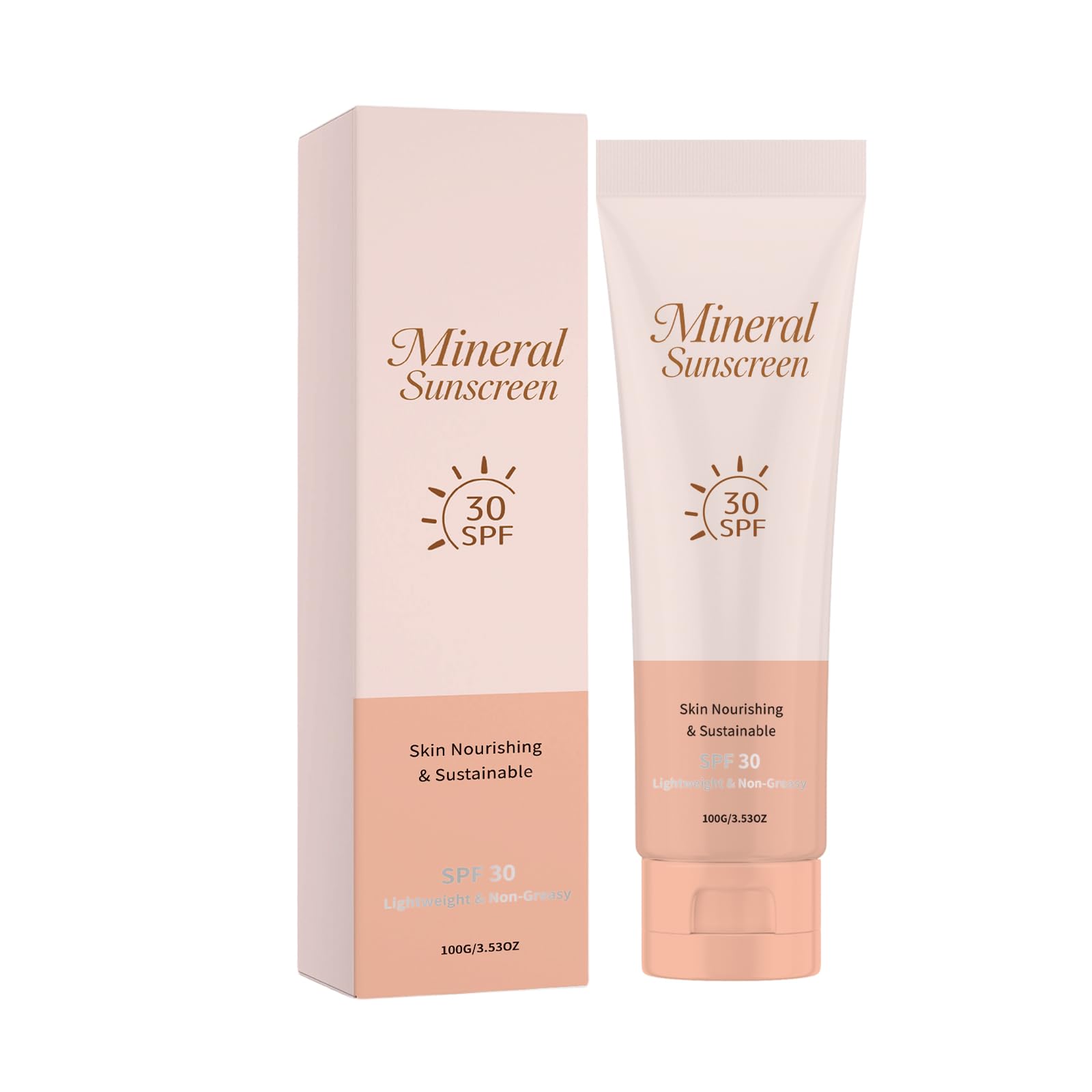 Mineral Sunscreen SPF 30, Lightweight NonGreasy Sun Protection Lotion, Skin Nourishing Daily Sunscreen, 100g/3.53oz