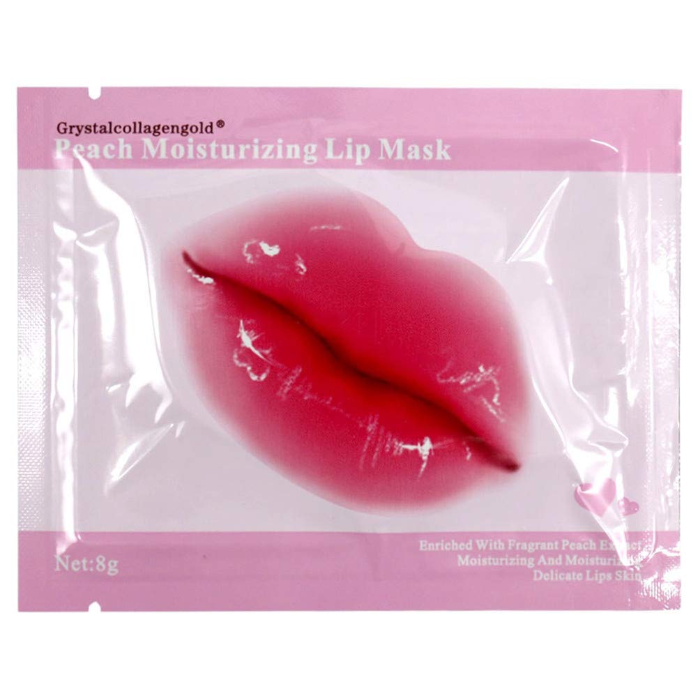Adofect 30 Pieces Peach Moisturizing Collagen Lip Masks Crystal Lip Care Gel Pads Patches, Mouth & Lips Age Defying Masques - Gr