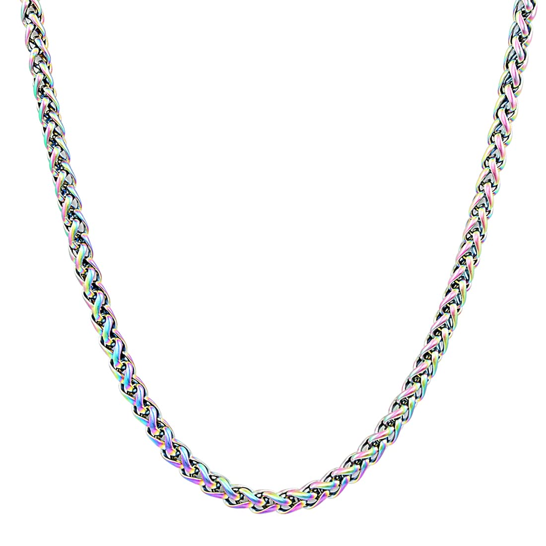Nakabh Handmade Stainless Steel Chain Necklace for Men Boys (0315) Rainbow Multicolour
