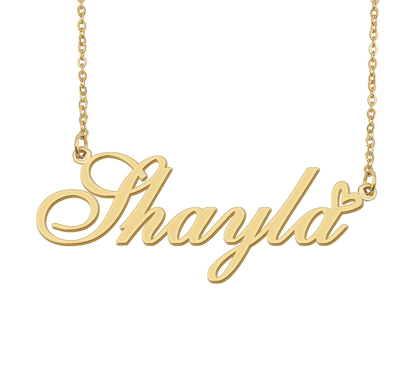 Aoloshow Shayla Name Necklace Heart Charm Pendant 18k Gold Plated Stainless Steel Jewelry for Womens Graduation