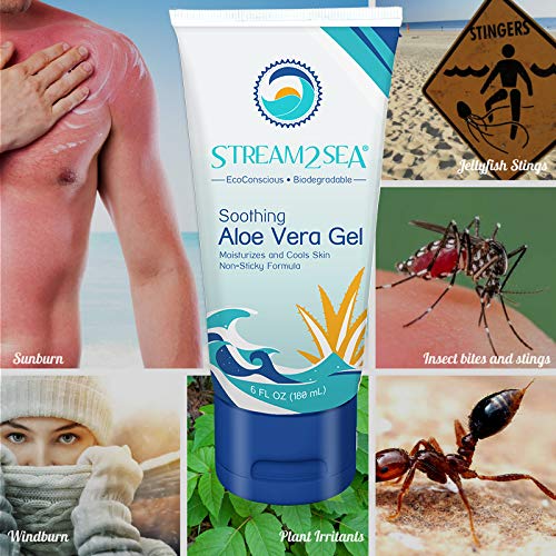 STREAM 2 SEA Soothing Aloe Vera Gel, Reef Safe Paraben Free All Natural Underwater Sting and Sunburn Relief, After Sun Care for