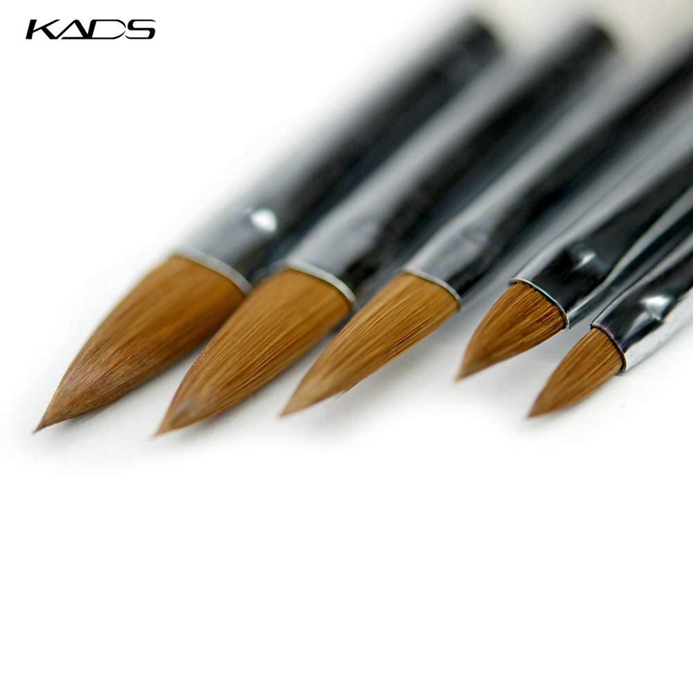 Kads Kolinsky Sable Acrylic Brush 5Pcs/Set Size 2#/4#/6#/8#/10# Acrylic Brush Black Kolinsky Sable Acrylic Nail Brushes