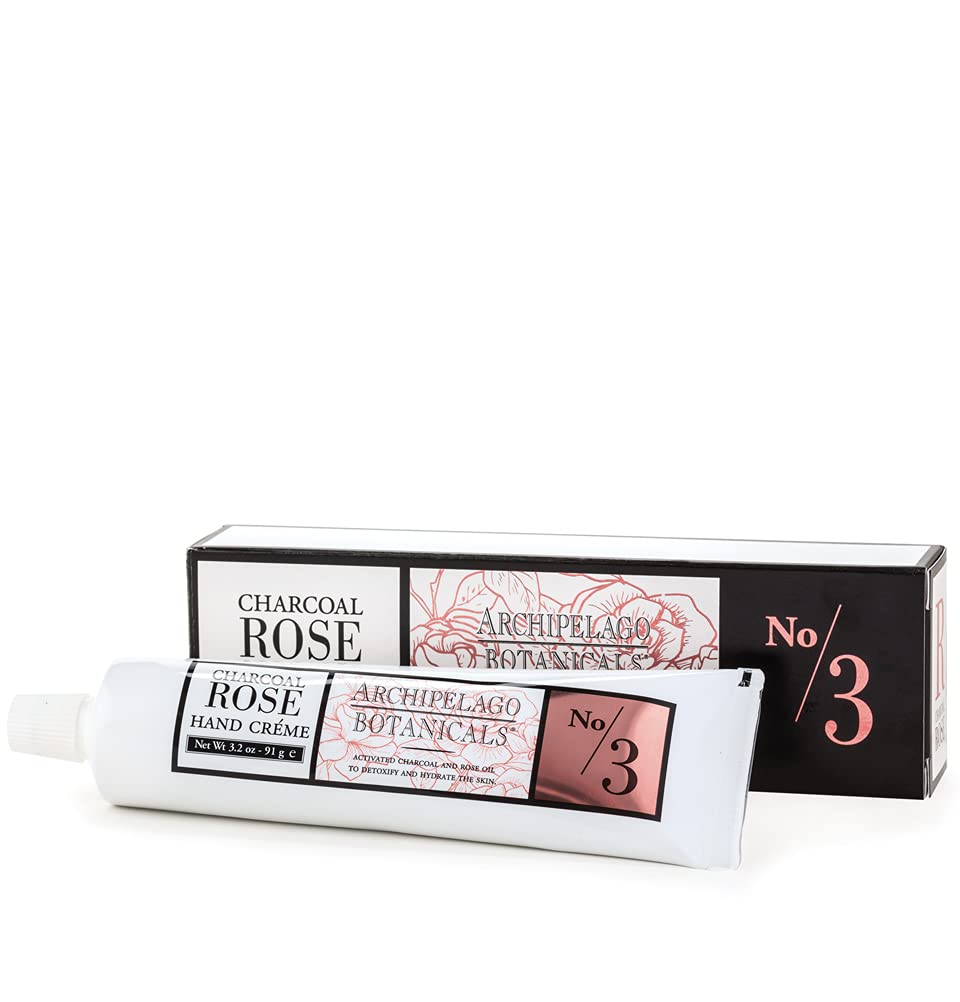 Archipelago Botanicals Charcoal Rose Hand Crme, Rich And Lightly Scented Hand Lotion For Dry Skin, Cuticles And Rough Spots, Pre