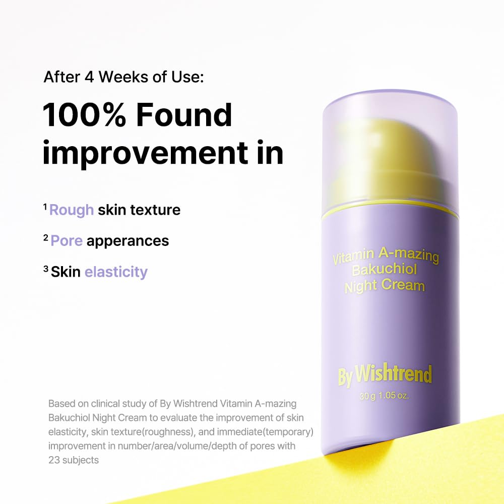 BY WISHTREND] Vitamin A-mazing Bakuchiol Retinal Night Cream, Korean Retinol Alternative, Slow Aging, Skin Smoothing, Pore Refin